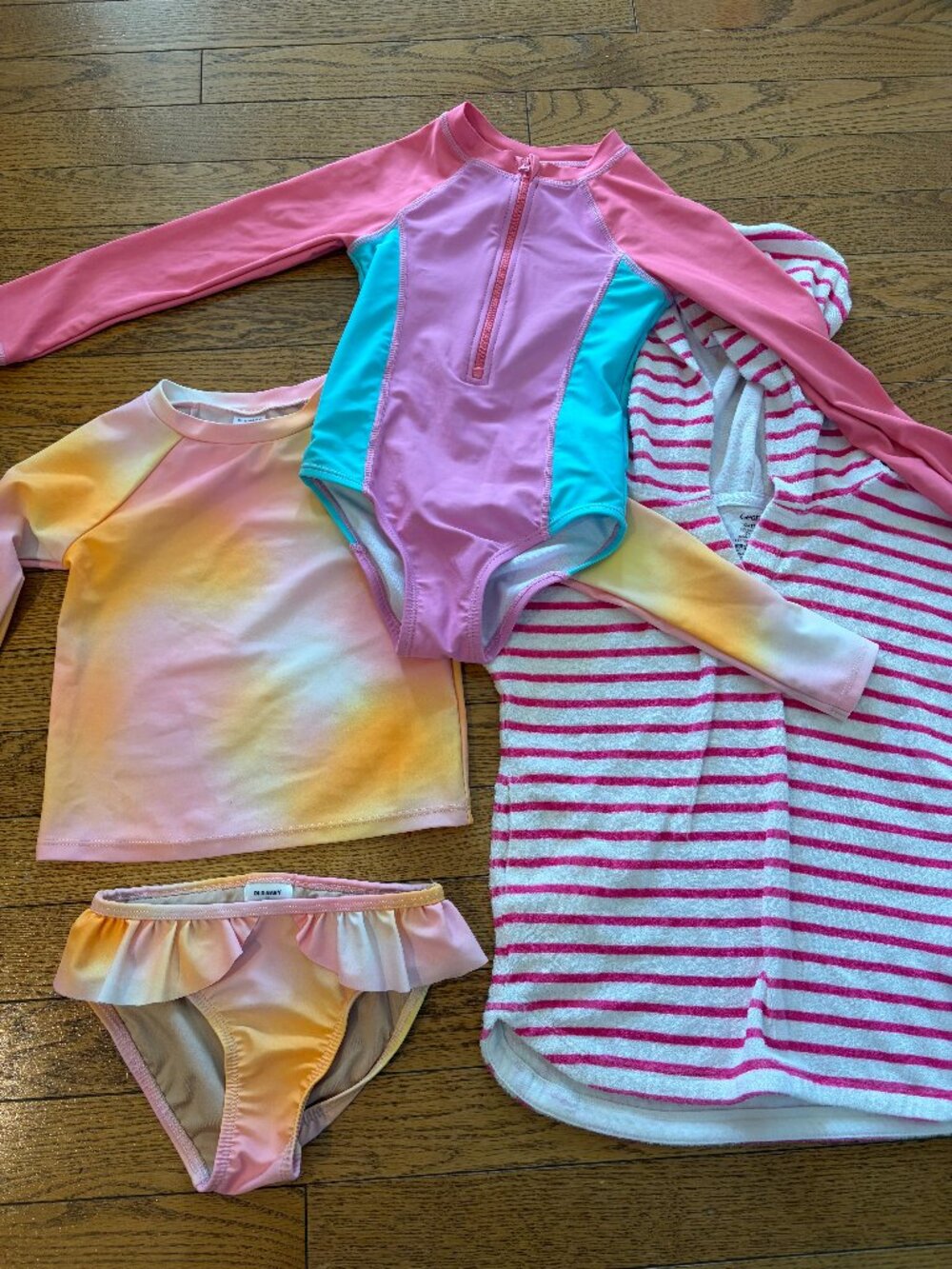 EUC Toddler Girl Swim Lot 4T Old Navy Joe Fresh George Towel Hoodie Set